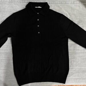 Everlane Women’s Cashmere Black Polo Sweater size M